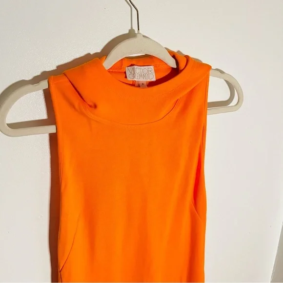NEW Victor Glemaud Cut Out Hooded Dress Orange